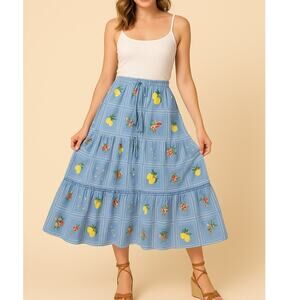 NWT Indigo Rose Floral Lemon Summer Skirt XL